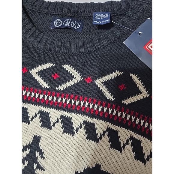Chaps Ralph Lauren Men's XL cable Sweater Black Bear Knit NWT - Picture 2 of 5